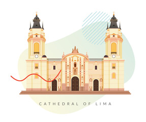 The Basilica Metropolitan Cathedral of Lima and Primate of Peru - Stock Illustration