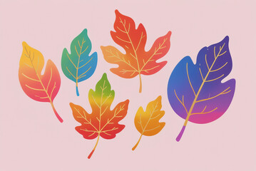 Fototapeta premium Abstract Plant Art with Soft Rainbow-Colored Leaves.