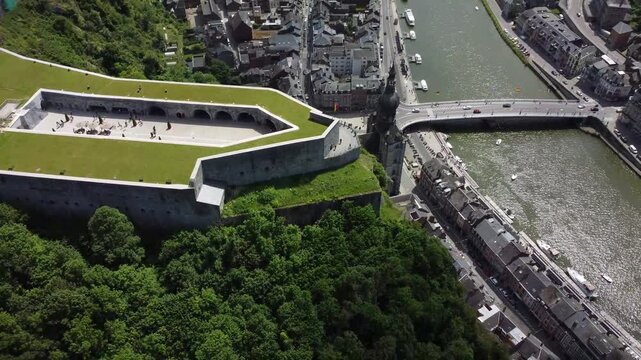 Dinant Citadel: Aerial View of Green Roof and River Meuse