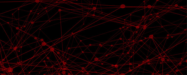 Abstract technology connection red network of particles and lines. Global network Futuristic grid artificial intelligence connections. Plexus of lines and dots and connected particles Vector	
