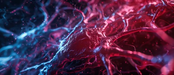 Tissue is depicted in an ultramodern, supernatural scene, with copy space, highlighting the intricate structures and functions that form the foundation of biological organisms