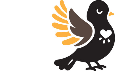 Bird silhouette cute animal vector