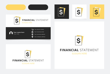 Financial statement logo concept featuring dollar sign and documents