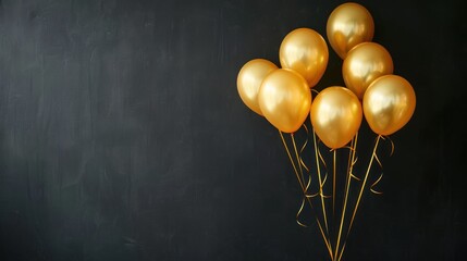 Golden Balloons on a Black Background