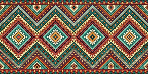 Vibrant Aztec Geometric Pattern, Seamless, Colorful, Tribal, Southwestern Design, Geometric pattern, seamless pattern