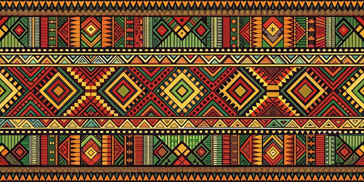 Vibrant African Tribal Geometric Pattern, Digital Illustration, Colorful Geometric Shapes, Seamless Pattern, African Art, tribal, pattern