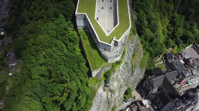 Aerial View of Dinant Citadel and Cityscape