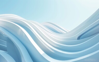 Obraz premium 3D render of abstract white curved shapes on a blue background, futuristic building design
