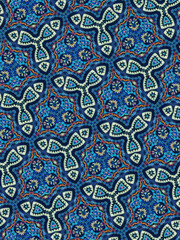 Peacock Green blue Flower mandala ornament banner Textured background. Ornate illustration.