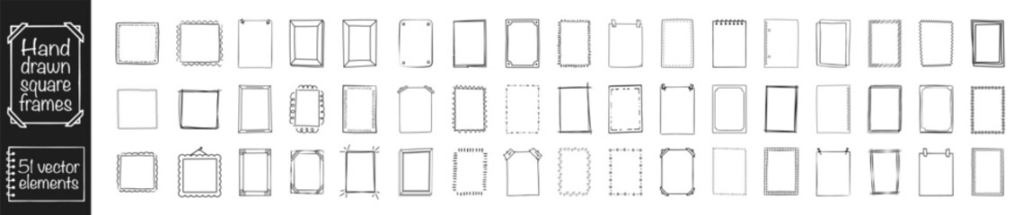 Rectangle frame line. Scribble pencil square text box. Doodle highlighting design elements. Square shape outline on hand draw stylerames.