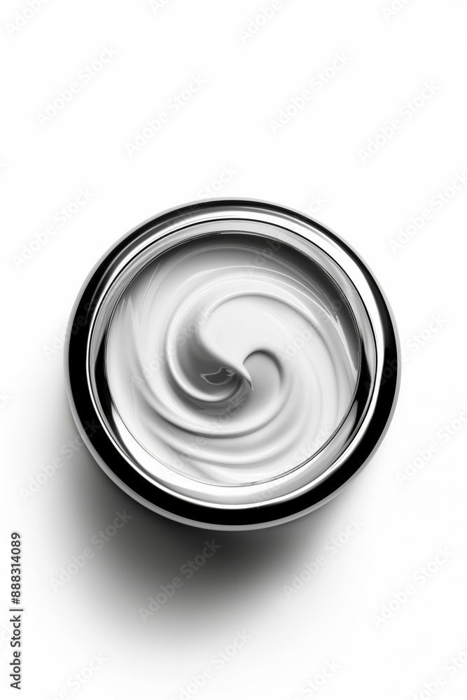 Aufkleber a white jar of cream with a swirl pattern on it