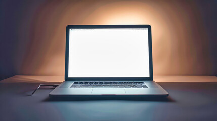 A Glowing Laptop Screen in the Darkness of Night