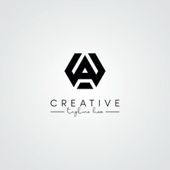 Unique Modern Artistic WA AW Letter Logo. Initial Based Letter Icon Logo.