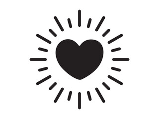 Heart with sparkle s. Social media emoji. Valentines day. black heart emoticon. Love mood vector illustration,