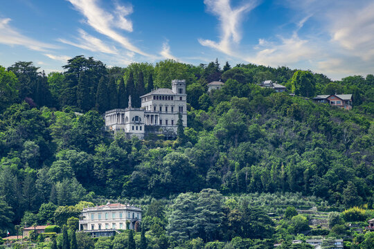 A view of Villa Dosso Pisani on Lake Como from the city of Como