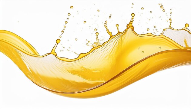 Yellow water or juice wave flow with splatters