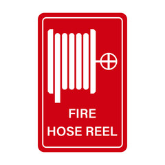 Fire Hose Reel Sign Symbol. Vector Illustration Isolated on White Background.