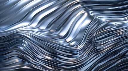 Futuristic metallic gradient hologram with sharp waves, silver, black, and cobalt blue colors, energetic and dynamic, perfect for tech covers. Gradient hologram dynamic wave patterns