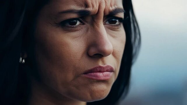 Close up portrait of a woman rolling looking annoyed and disgusted.