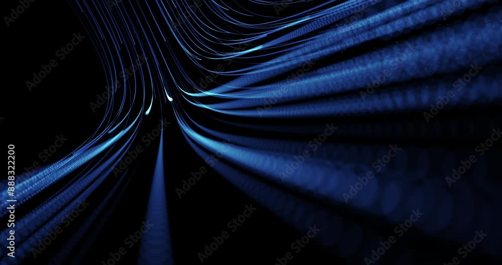 Wall mural abstract flows of information. a trail of flying particle tracks. abstract animation.