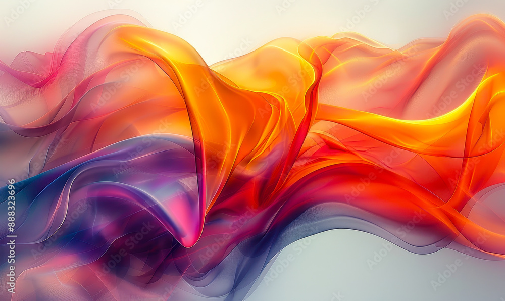 Poster vibrant abstract background of smooth flowing shapes in gradient colors with warm and cool tones, pe