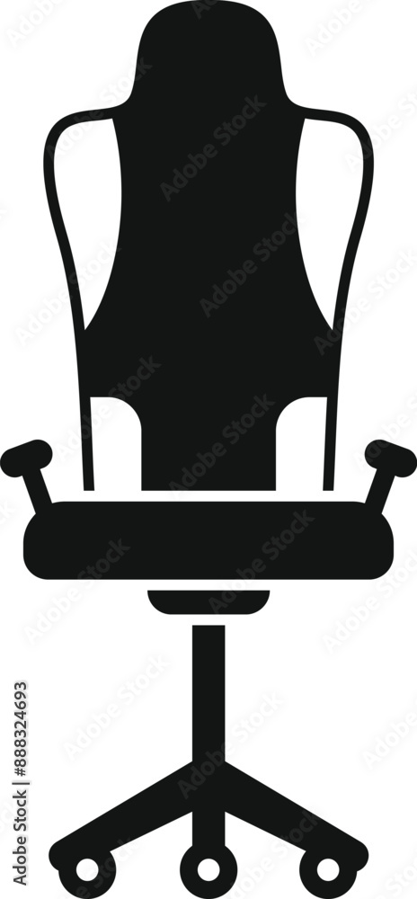 Sticker Black silhouette of a modern gaming chair with adjustable backrest and armrests