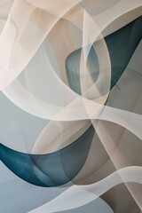 Minimalist abstract art with curves and angular shapes in soft tones.