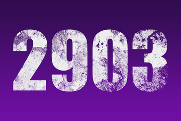 flat white grunge number of 2903 on purple background.	