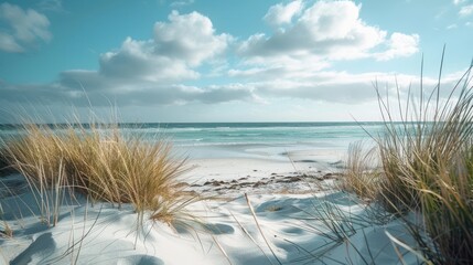 Serene Beachscape with Grassy Dunes