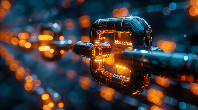 Linked strings transmitting and addressing binary code info in virtual reality Concept of Blockchain security, encryption, mining and digital data transactions. Cryptocurrency. NFT non-fungible tokens