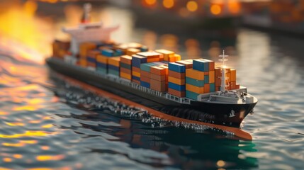 Fototapeta premium Ð¡argo ship with containers. The global logistics and marine industry for export and import operations.