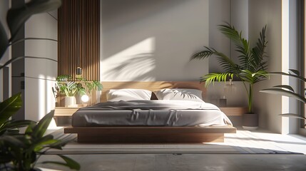 Beautiful Colored Mockup Bedroom Interior with Blank Poster Decoration Art Background Image generative AI