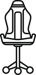 Gaming chair with wheels for streaming and cybersport icon thin line style
