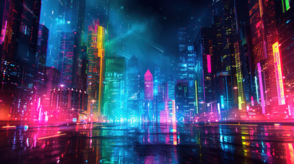 city skyline at night