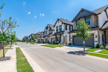 Texas Houses. Upscale Residential Community in Suburbs of Dallas, America