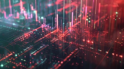 Generative AI, stock market chart lines, financial graph on technology abstract background represent financial crisis, financial meltdown. Technology concept, trading market concept.