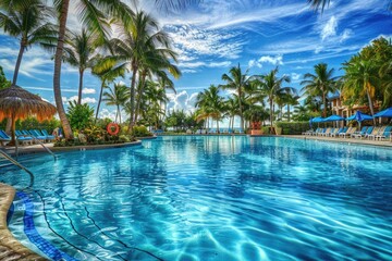 Florida Hotel. Luxury Resort with Tropical Swimming Pool in Miami