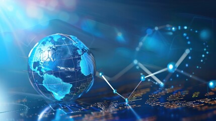globe with economic growth lines, abstract background