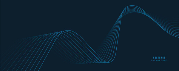 Blue gradient background with wavy lines pattern

