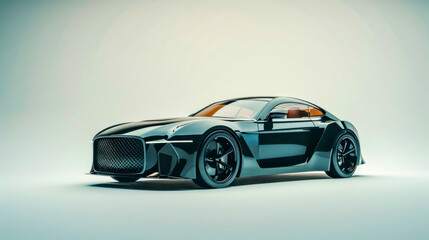 Black luxury generic sport car standing in a studio