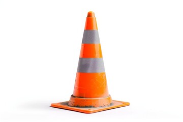 Innovative road design promotes safety with a single traffic cone on a white background indicating road repair