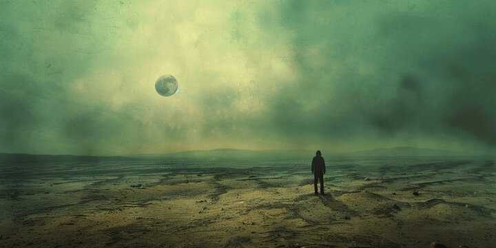 The Vanishing Horizon of Hope: A desolate landscape, with nothing but a distant, fading line on the horizon, promising a better tomorrow that never comes.