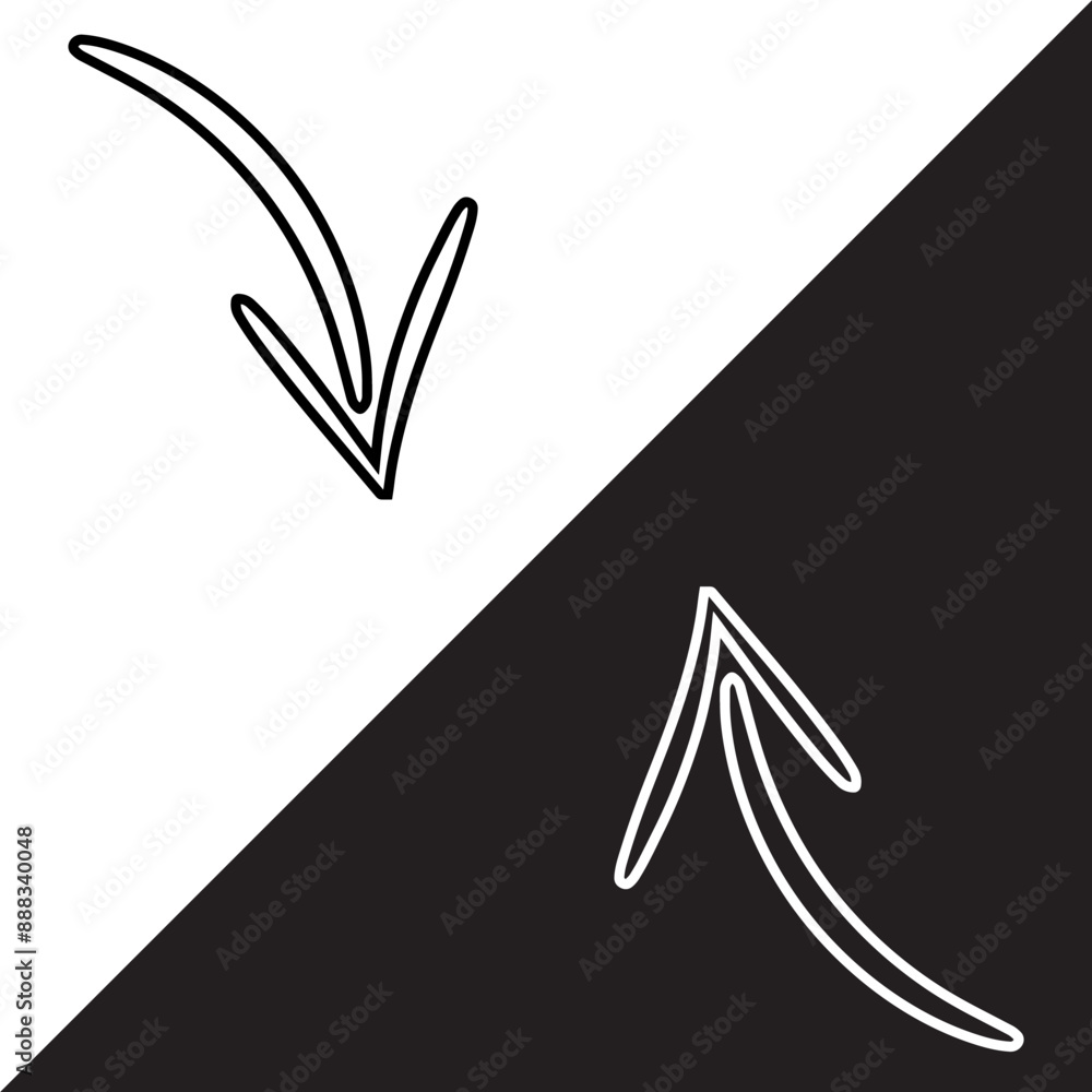Poster curved arrow icon vector. arrow pointer icon sign symbol in trendy flat style. arrow down up vector 
