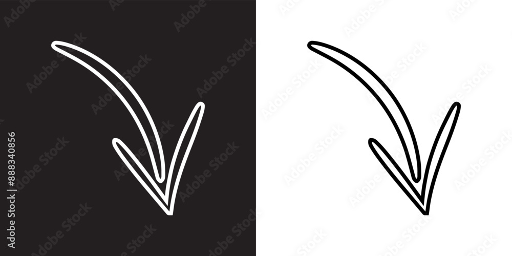 Poster curved arrow icon vector. arrow pointer icon sign symbol in trendy flat style. arrow down vector ico