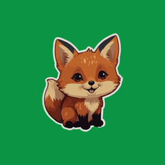 Cute Fox baby happy sticker vector files.