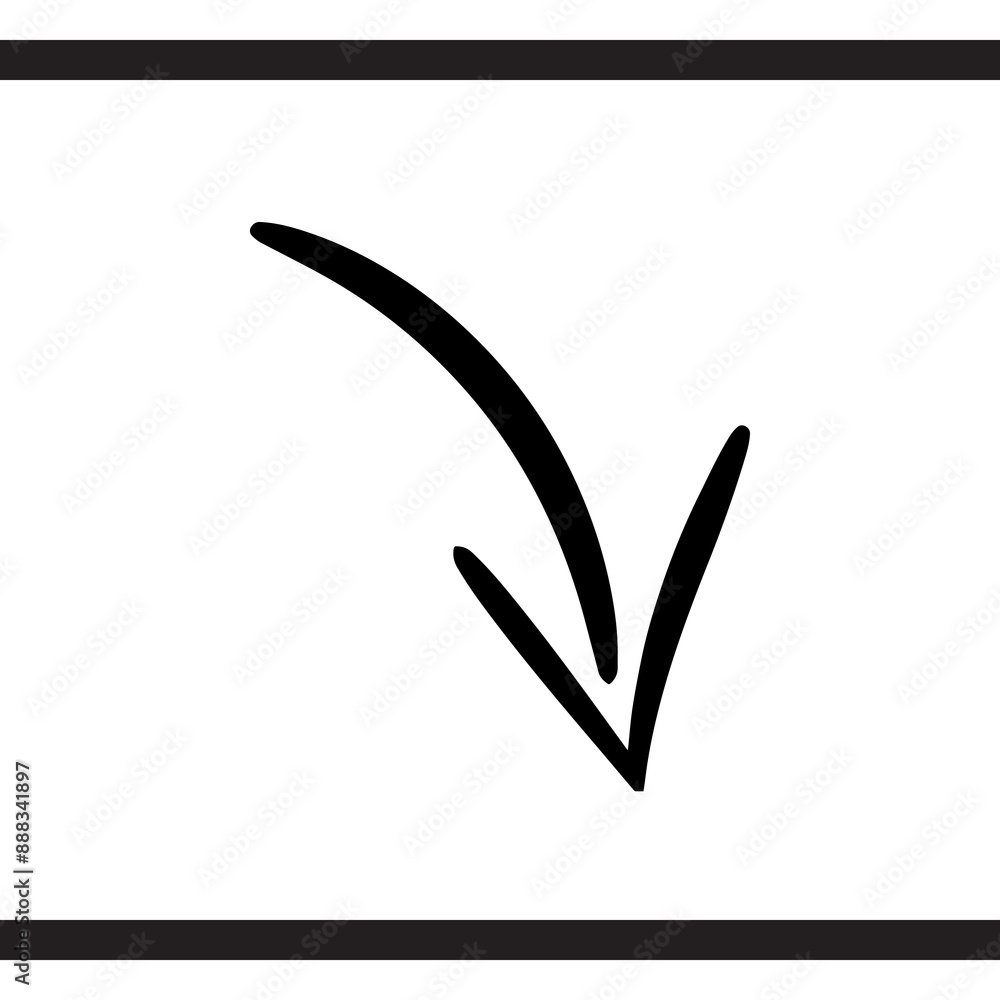Poster Curved arrow icon vector. Arrow pointer icon sign symbol vector. Arrow down vector icon illustration isolated on white background