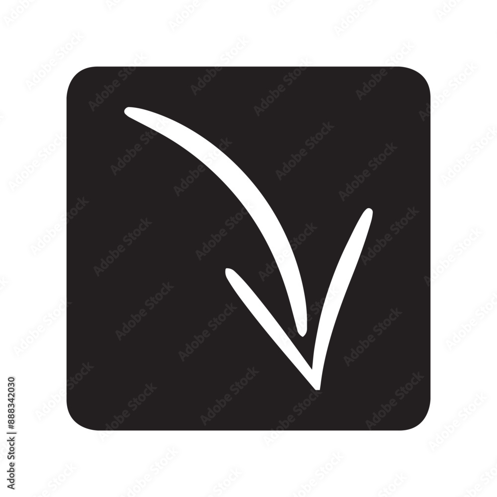 Poster curved arrow icon vector. arrow pointer logo design. arrow down vector icon illustration in square i