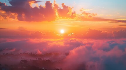 Fototapeta premium Golden Sunset Above the Clouds