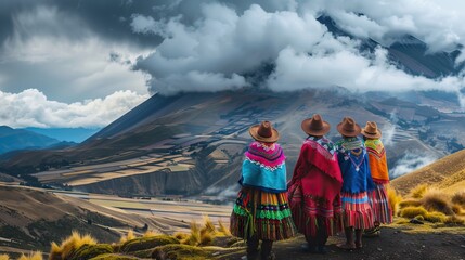 Colorful portraits of highland people in  Ecuador.
