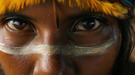 Closeup of Native Brazilian Woman in Amazon tribe.